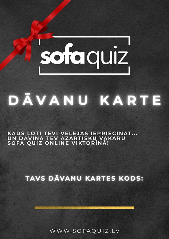 Sofa Quiz DĀVANU KARTE