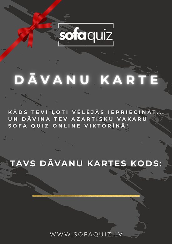 Sofa Quiz DĀVANU KARTE